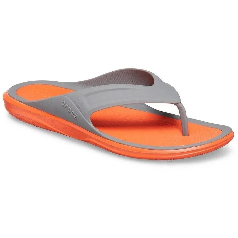 Crocs Swiftwater Wave Flip Flops Sandals‎ Men's Size 8 Orange Gray